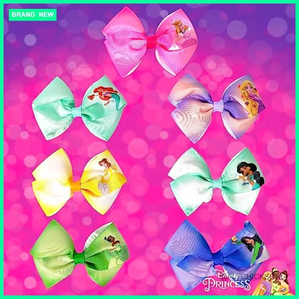 7-Piece Disney Princess Hair Bow Clip Set for Girls Ages 3+